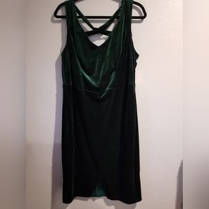 Rebecca B. Womens Forest Green Velvet Evening Dress 14W